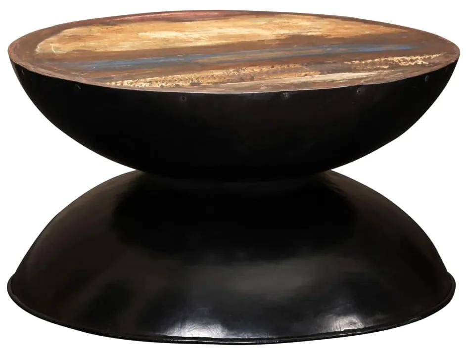vidaXL Stolík z recyklovaného dreva s čiernou základňou 60x60x33 cm