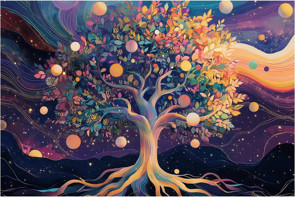 Obraz – Fialový strom plný energie (90x60 cm)
