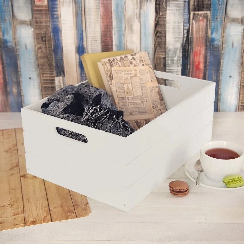 Orion Drevená debnička, biela, 31 x 21 x 13 cm, M