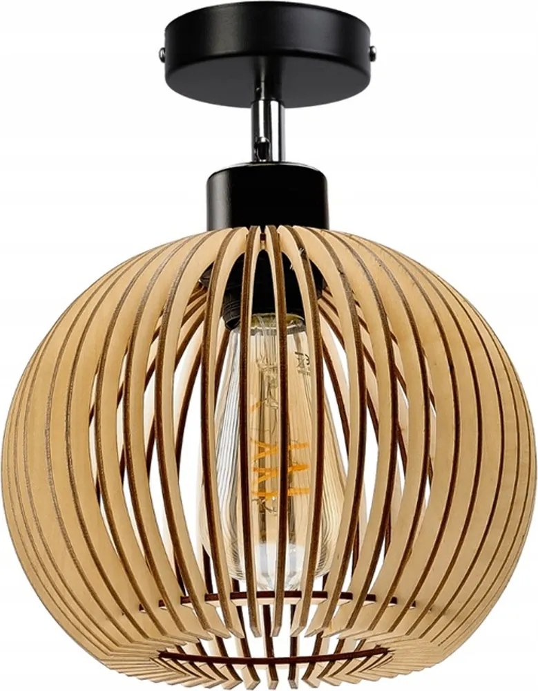 Stropné svietidlo LED stropný luster nástenné svietidlo E27 drevená guľa