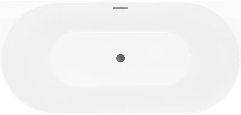 Mexen Oval Slim, voľne stojaca vaňa ku stene, 170 x 80 cm, biela-čierna, grafitový prepad, 52661708075-95
