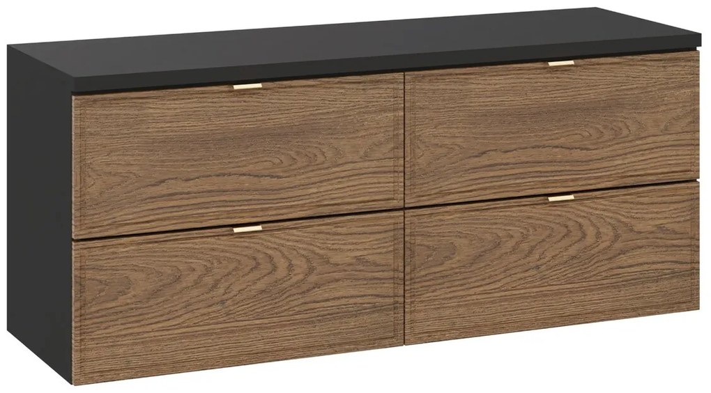 Závesná skrinka pod umývadlo Talia Casella s doskou 120 cm čierna mat/dub casella