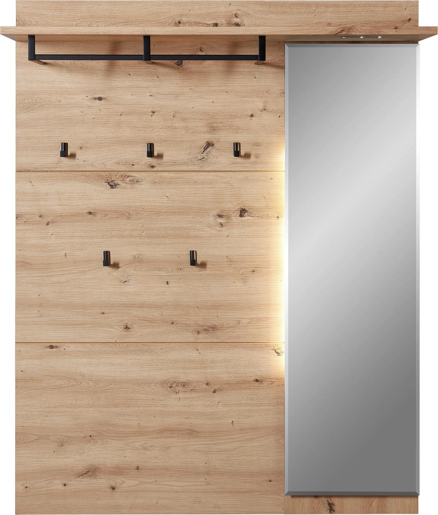 XXXLutz VEŠIAKOVÝ PANEL, dub artisan, 120/153/30 cm Voleo - Vešiakové steny - 002737035602