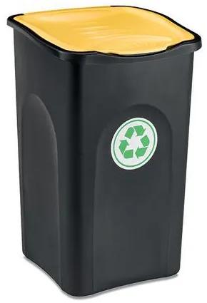 Plastový odpadkový kôš HOME ECOGREEN na triedený odpad, objem 50 l, žltý