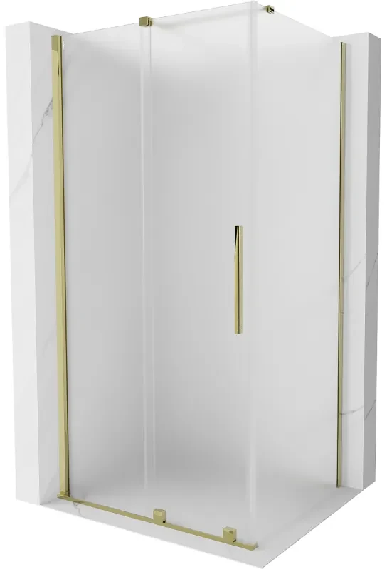 Mexen Velar, sprchový kút s posuvnými dverami 110 x 75 cm, 8mm sklo námraza, zlatá lesklá, 871-110-075-31-50