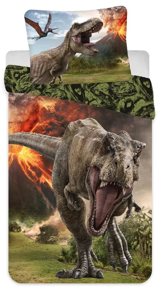 Bavlnené detské obliečky na jednolôžko 140x200 cm Jurassic World 