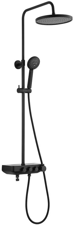 Aqualine Aqualine, FARRAO sprchový stĺp s batériou a napúšťaním, čierna mat, SL450B