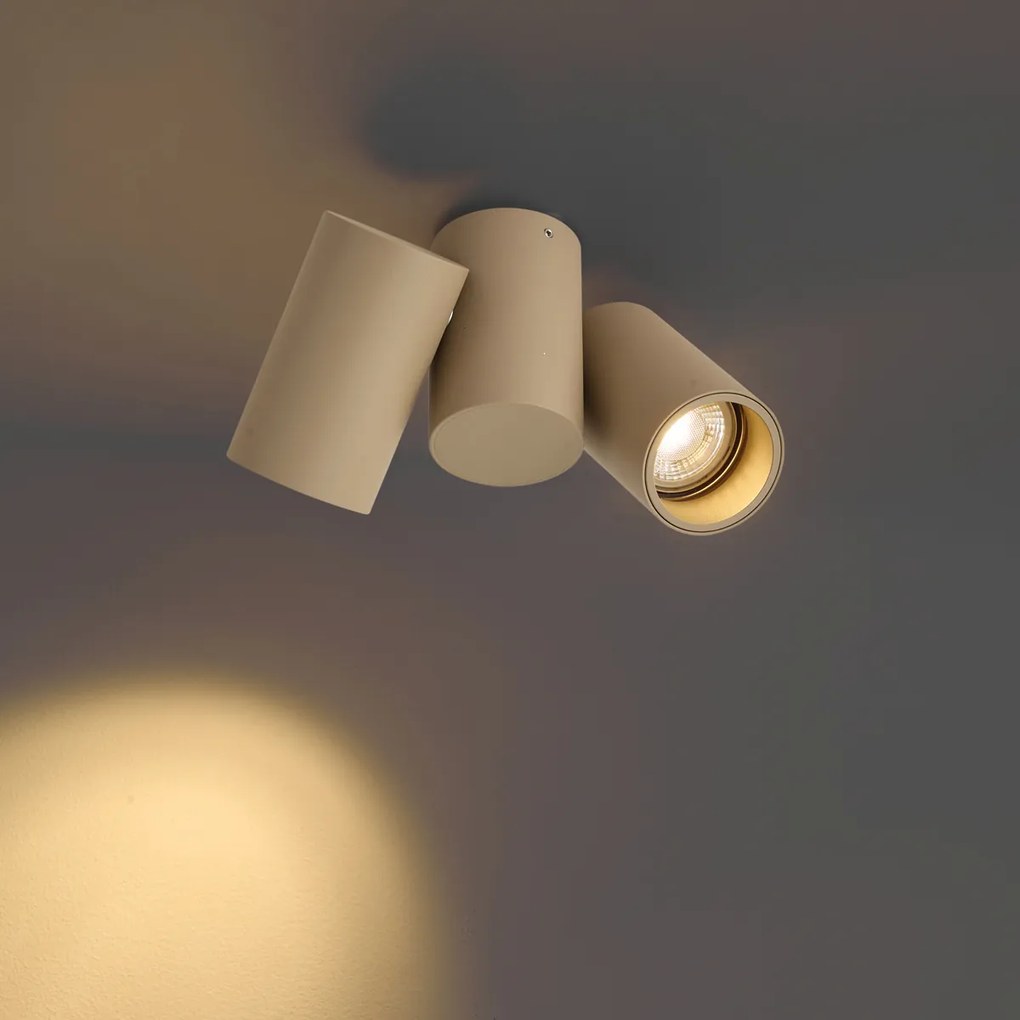 Moderný 2-svetelný naklápací stropný bodový reflektor Taupe - Michael