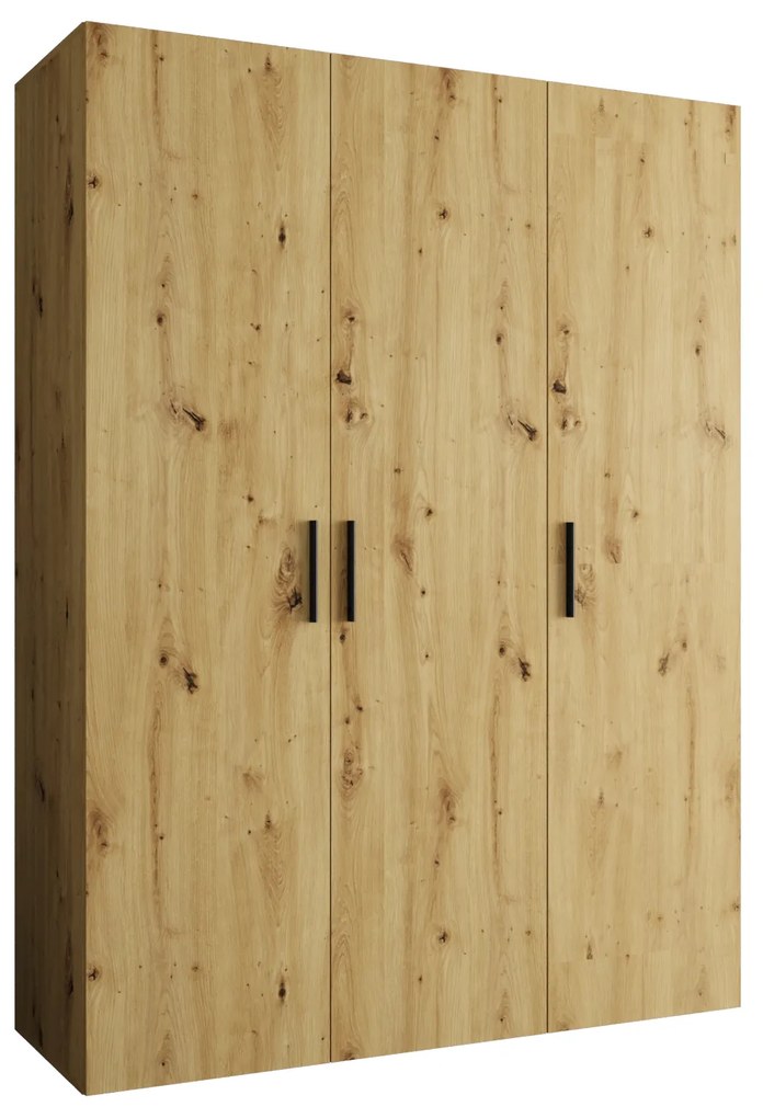 Šatníková skriňa 150 cm Borry 1 (dub artisan + čierna). Akcia -20%. Vlastná spoľahlivá doprava až k Vám domov. 1125756