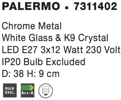 Moderné stropné svietidlo Palermo 38 Chrome