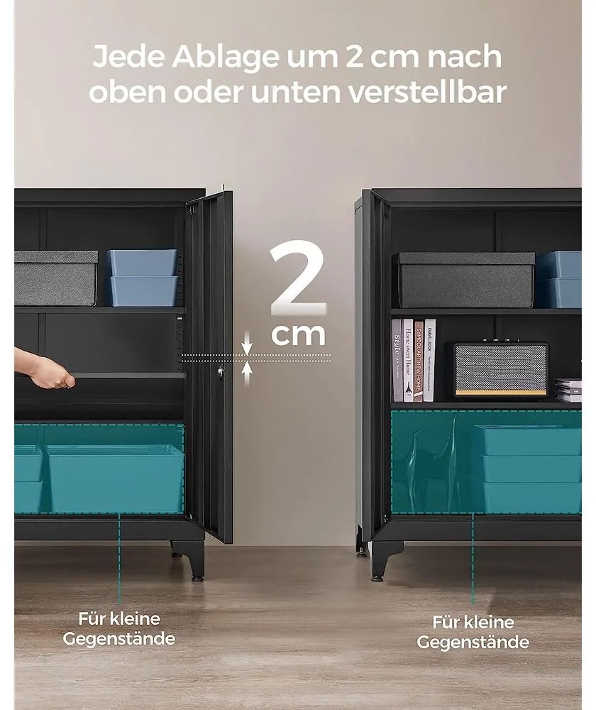 SONGMICS Oceľová kartotéka s 2 uzamykateľnými dvierkami – OMC013 Farba: sivá