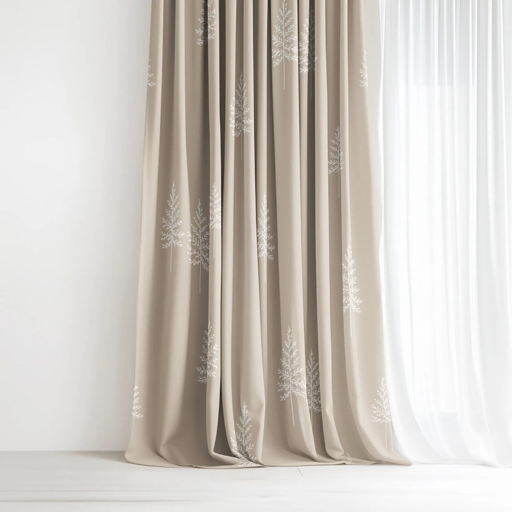 Goldea vianočný bavlnený záves - severské stromčeky 180x150 cm