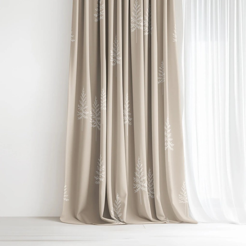 Goldea vianočný bavlnený záves - severské stromčeky 240x150 cm