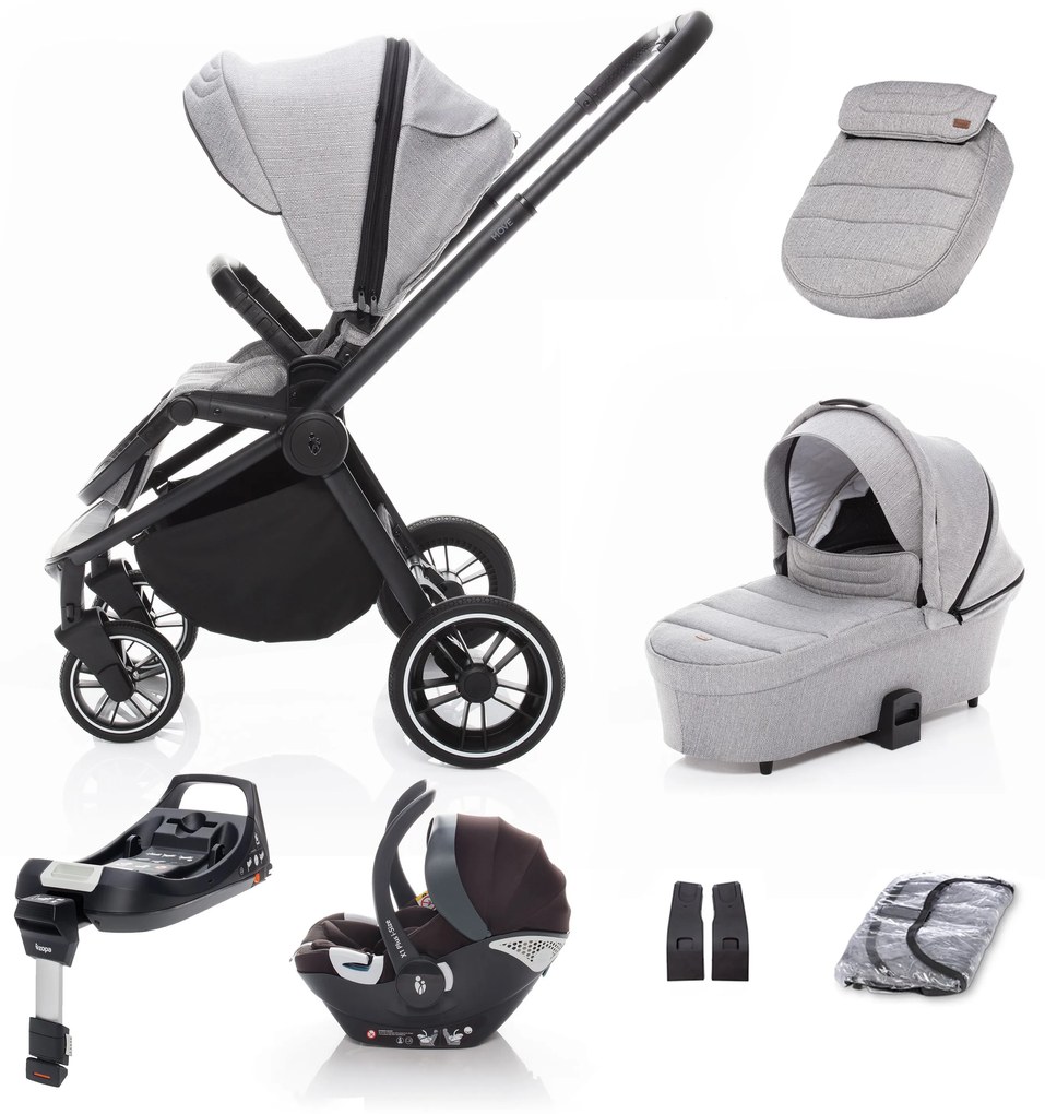 SET kočík Move+ vanička+adaptéry+autosedačka+báza,Silver Grey/Black