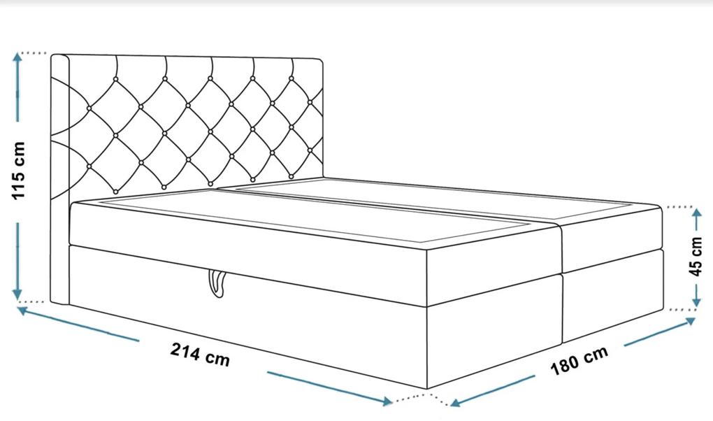 PROXIMA.store - Kontinentálna boxspring posteľ MAGGIE ROZMER: 180 x 200 cm, TYP MATRACA: BONELLOVÉ PRUŽINY, VRCHNÝ MATRAC (TOPPER): BEZ TOPPERU
