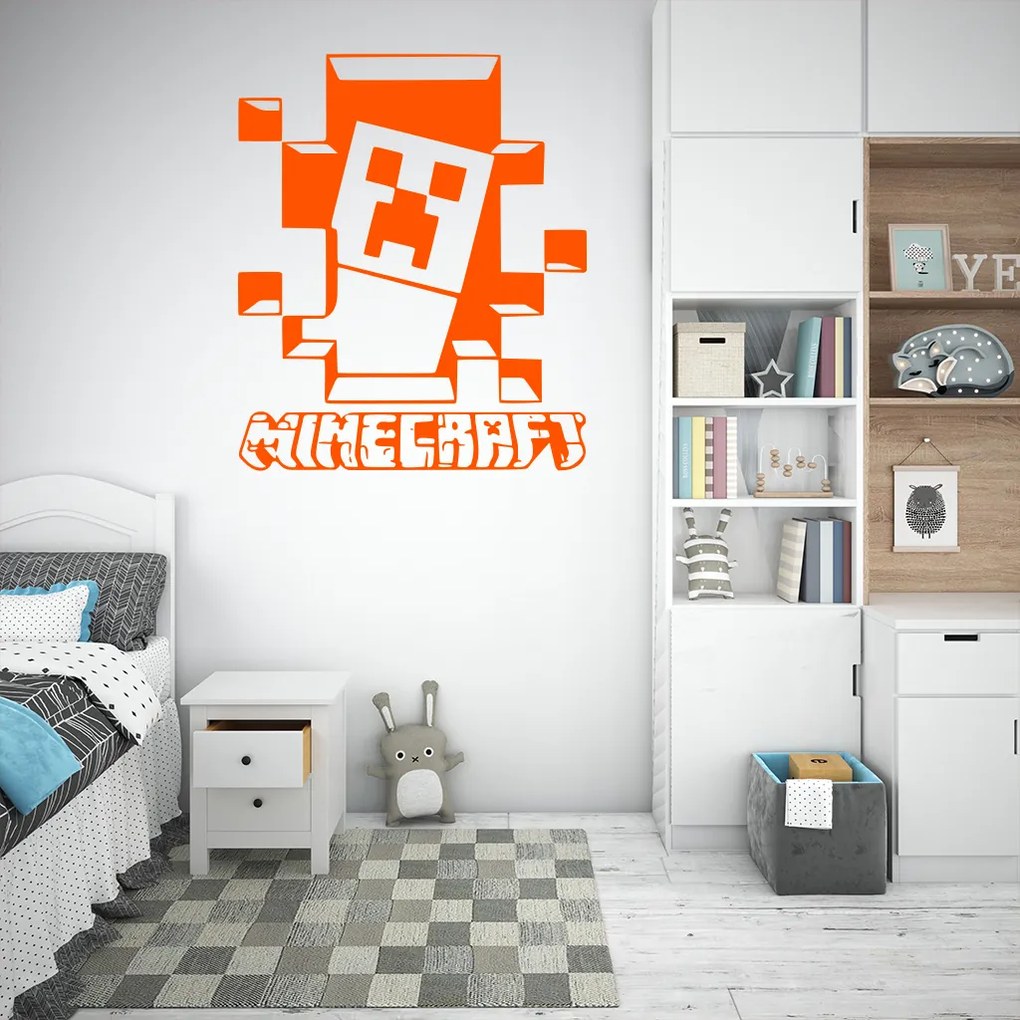 Veselá Stena Samolepka Minecraft hra Farba: oranžová, Veľkosť: 40 x 48 cm