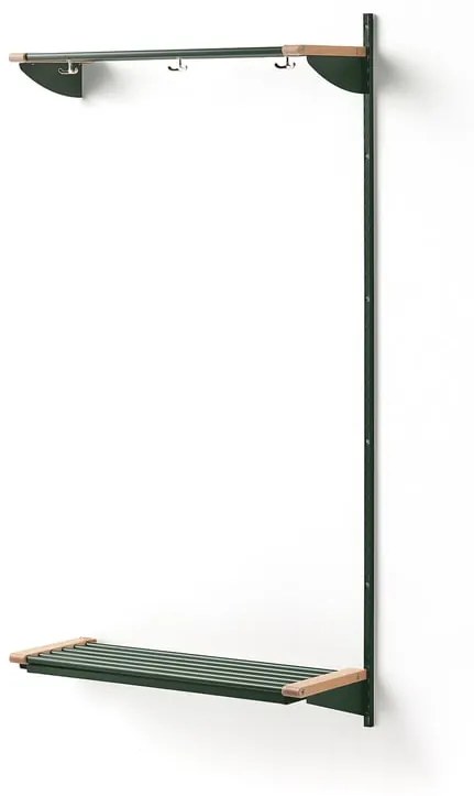 Vešiaková stena JEPPE s hornou policou, prídavná sekcia, 1790x900x310 mm, zelená/breza