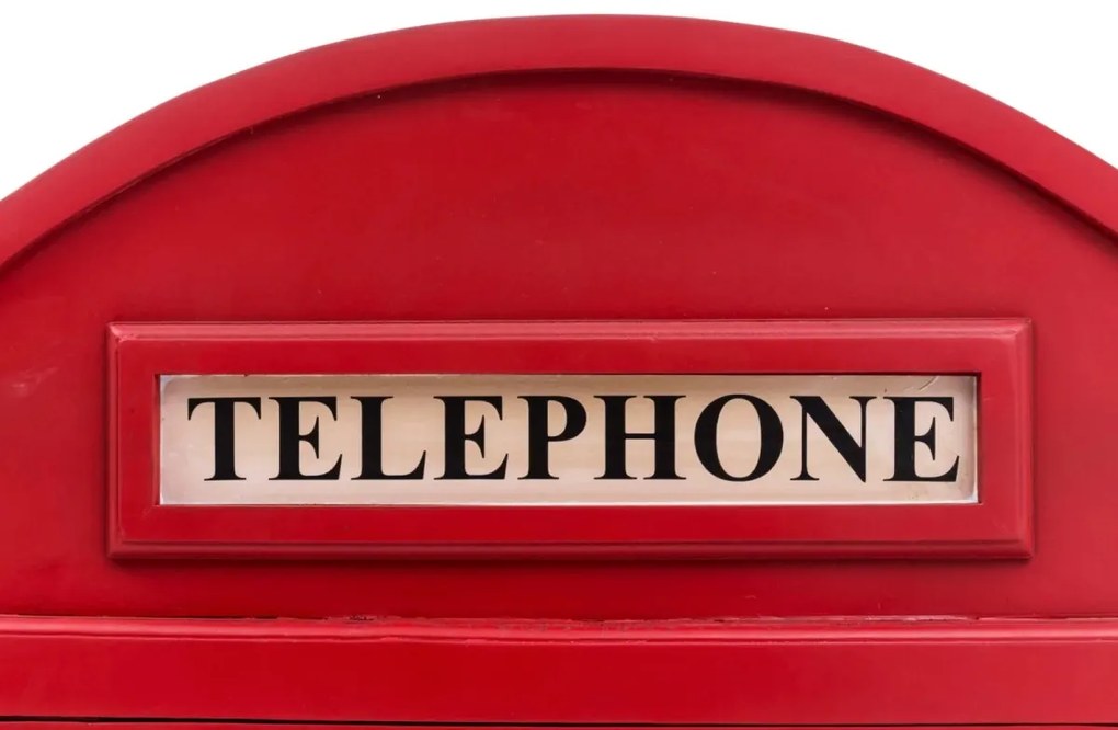 furniture-nabytek.cz - Masivní barová skříň „Telefonní budka“, lakovaná, červená – 78×44×200 cm