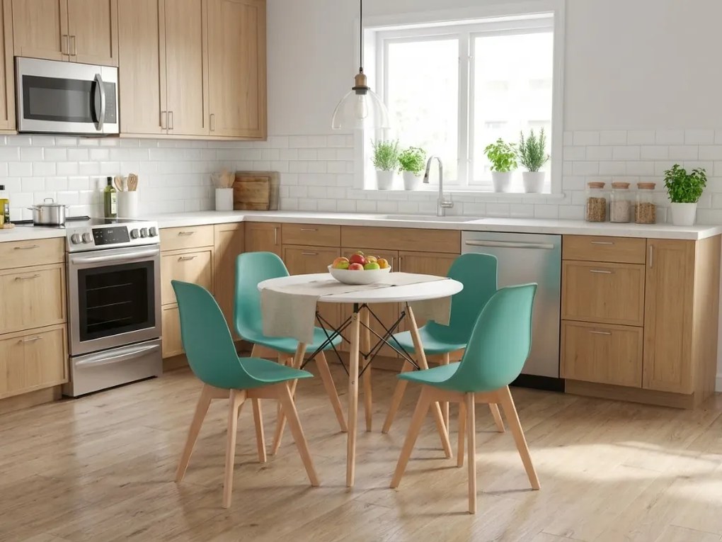 AKCIA Zelená stolička KITO s bukovými nohami II. akosť