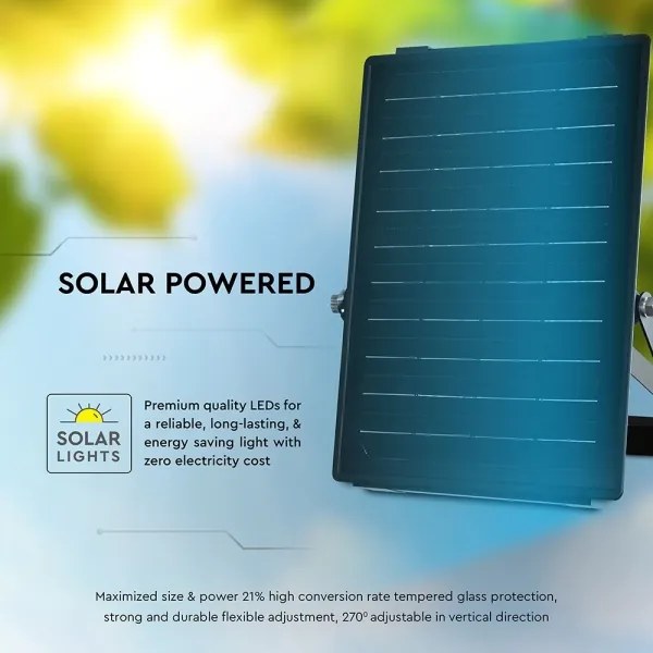 LED stmievateľný solárny reflektor so senzorom LED/10W/3,7V 4000/6000K IP65 + DO