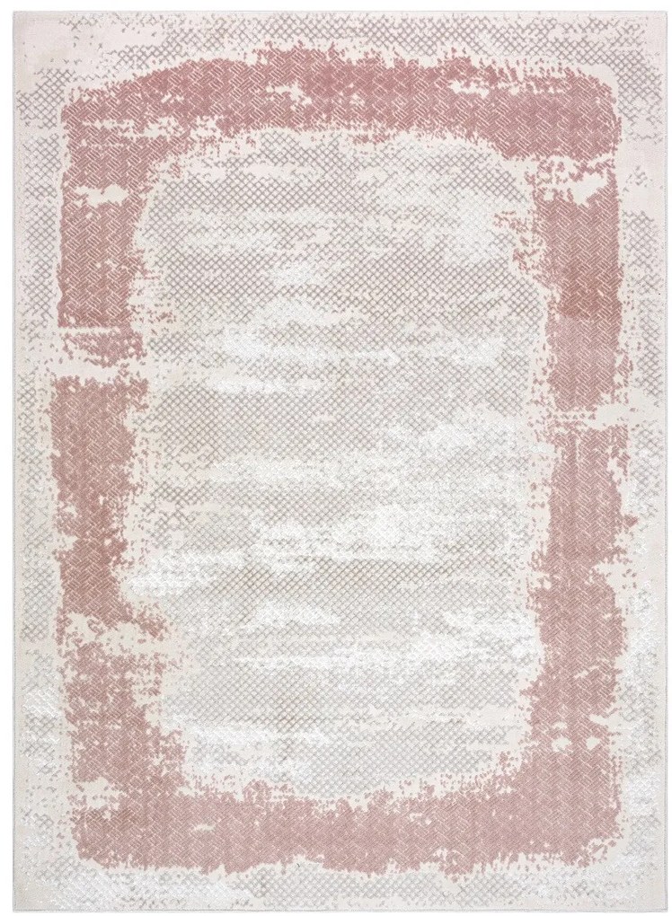 Dywany Łuszczów, Kusový koberec Core A004 Frame beige/pink, 180x270, ružová, chodba / predsieň