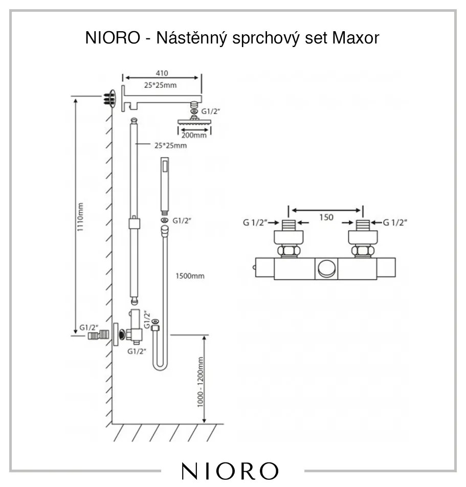 NIORO - Nástenný sprchový set Maxor - chróm, CER-CER-423607