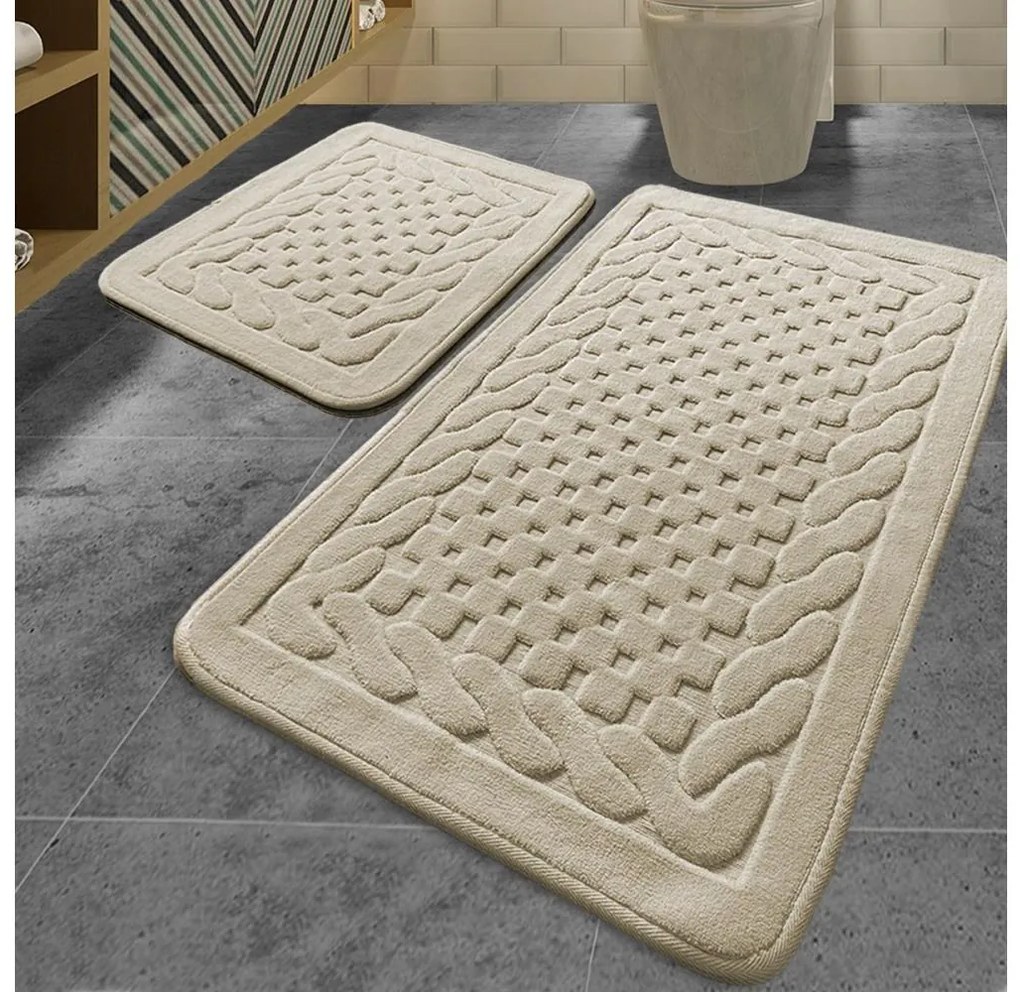 SADA 2x Kúpeľňová predložka BAMBI 60/100 cm béžová