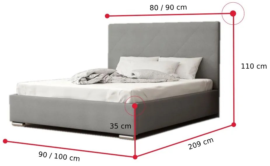 Jednolôžková čalúnená posteľ NASTY 5 + rošt + matrac, 80x200, Sofie 20