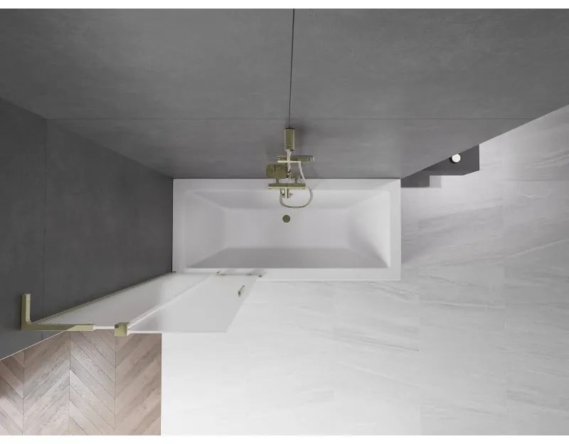 Mexen Velar L, 2-krídlová posuvná vaňová zástena 70 x 150 cm, 8mm sklo námraza, zlatá lesklá, 896-070-003-31-50