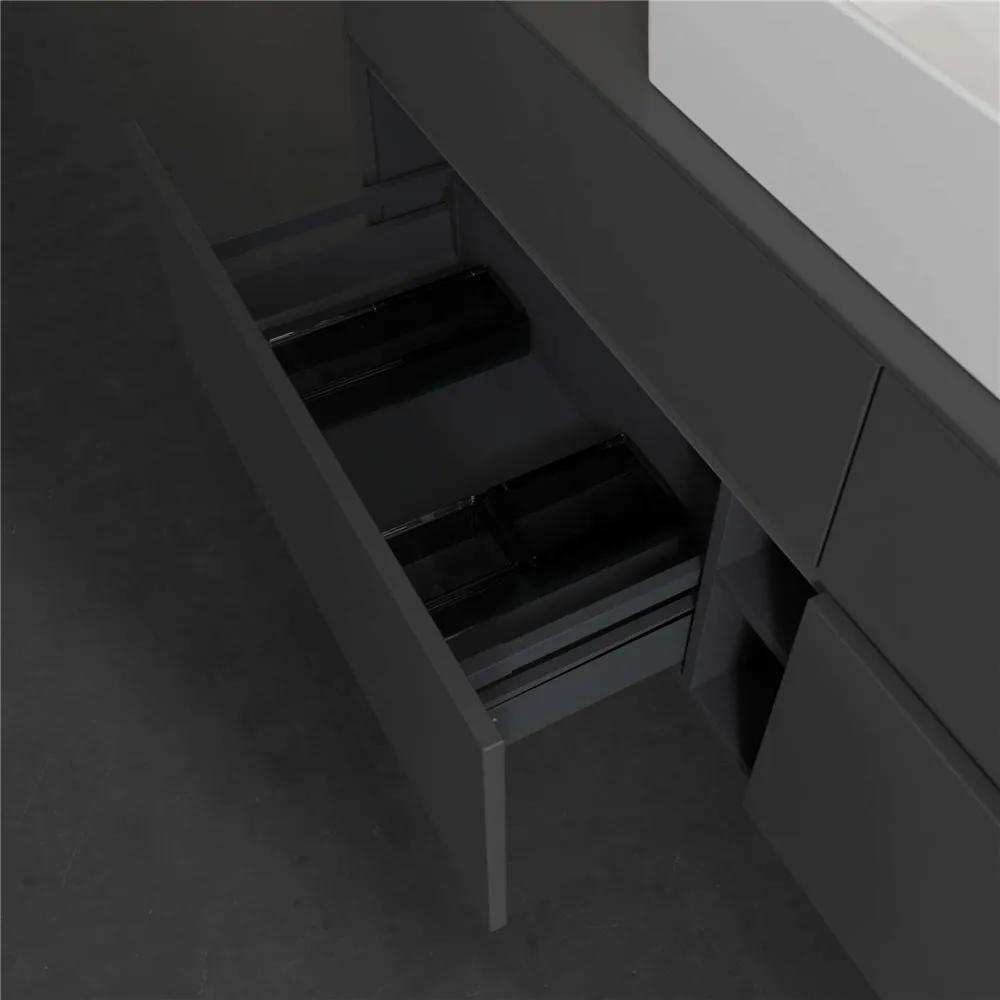 VILLEROY &amp; BOCH Collaro závesná skrinka pod umývadlo na dosku (umývadlo v strede), 4 zásuvky, 1600 x 500 x 548 mm, Glossy Grey, C13400FP