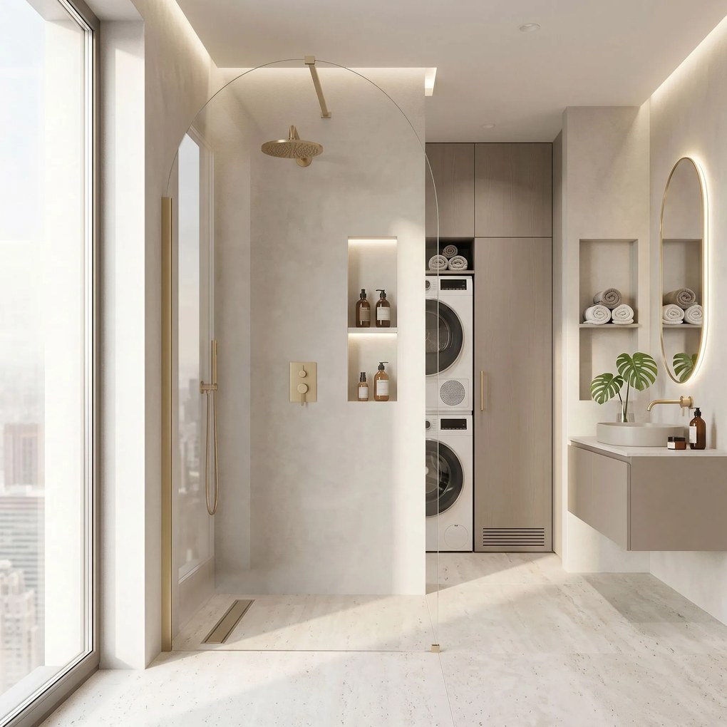 Rea Heaven, sprchová zástena Walk-in, 100 cm, zlatá matná, REA-K6684