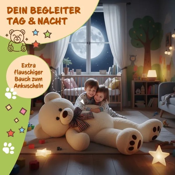 Veľký krémový plyšový medveď 100 cm - XXL so srdcom