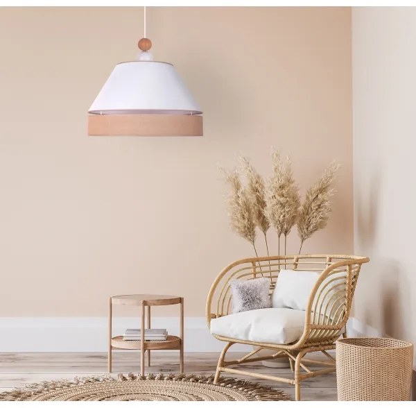 Duolla - Luster na lanku AVIGNON 1xE27/15W/230V pr. 50 cm biela/hnedá