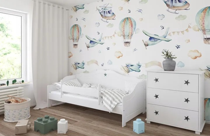Detská posteľ HVIEZDA PW, Rozmer 140x80 cm, Farba biela, Matrace penový matrac 6 cm