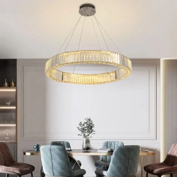 LED Stmievateľný luster na lanku LED/50W/230V 3000-6500K chróm + diaľkové ovládanie