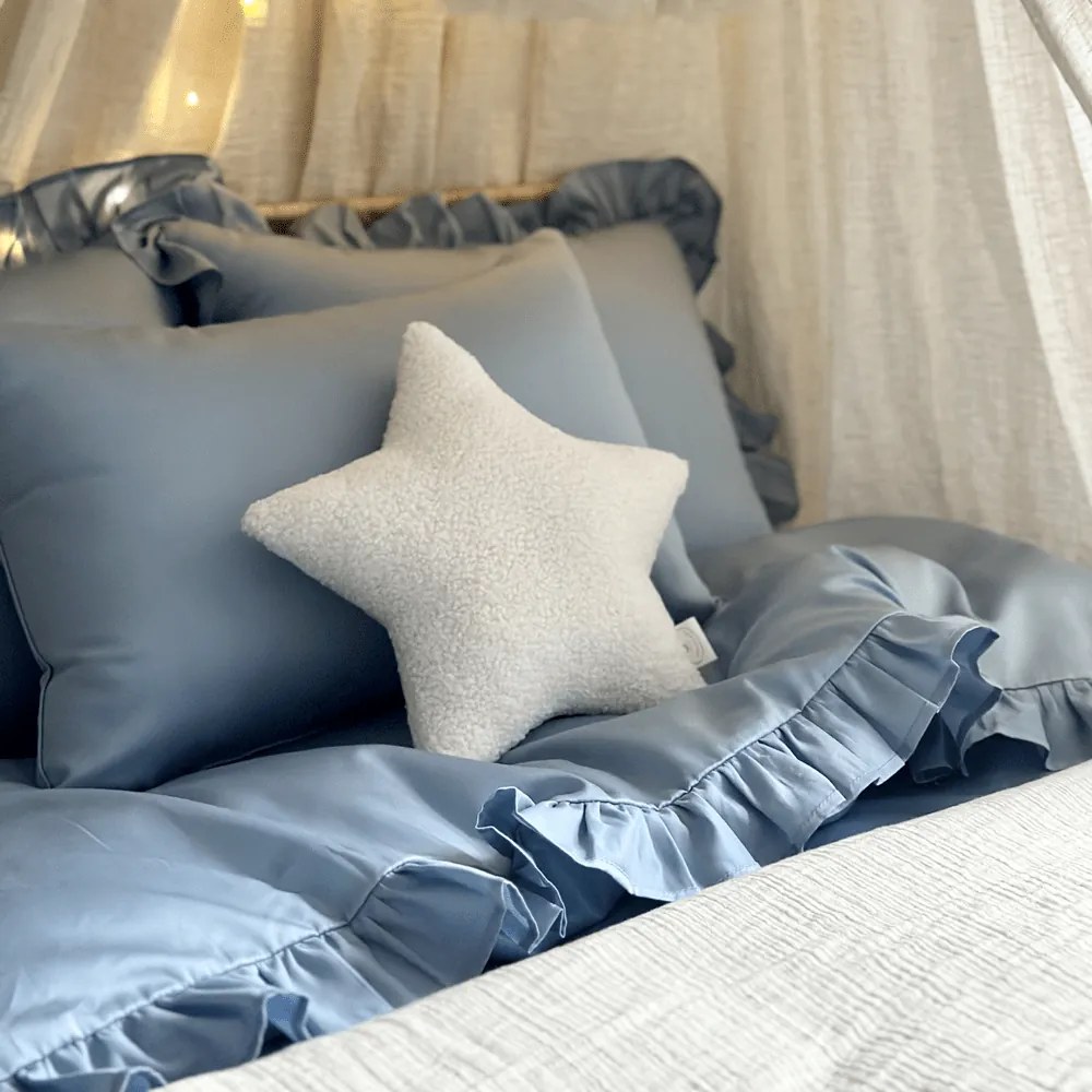 Junior obliečky s volánikmi modrá 100x135cm