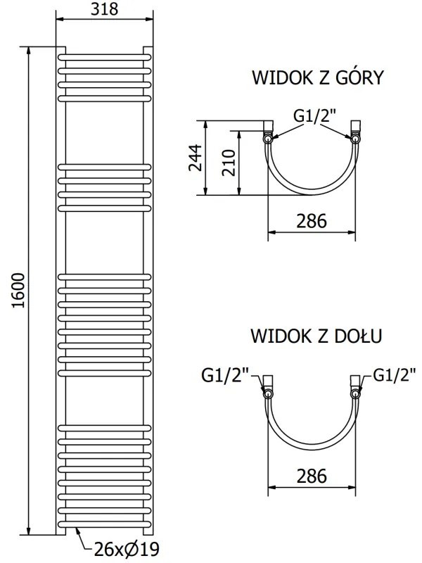 Mexen Eros, vykurovacie teleso 1600 x 318 mm, 549 W, čierna, W112-1600-318-00-70