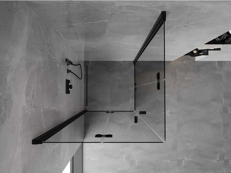 Mexen Mist-F Duo, skladací sprchový kút 110 x 110 cm, číre sklo, čierny profil, 8A6-110L-110P-70-00