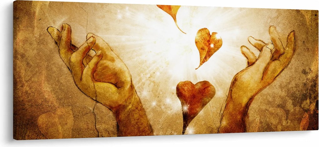 Obraz - Maľba rúk plných lásky (120x50 cm)