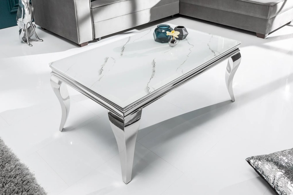 Bighome - Konferenčný stolík BARROCK 100 cm - biela, sivá