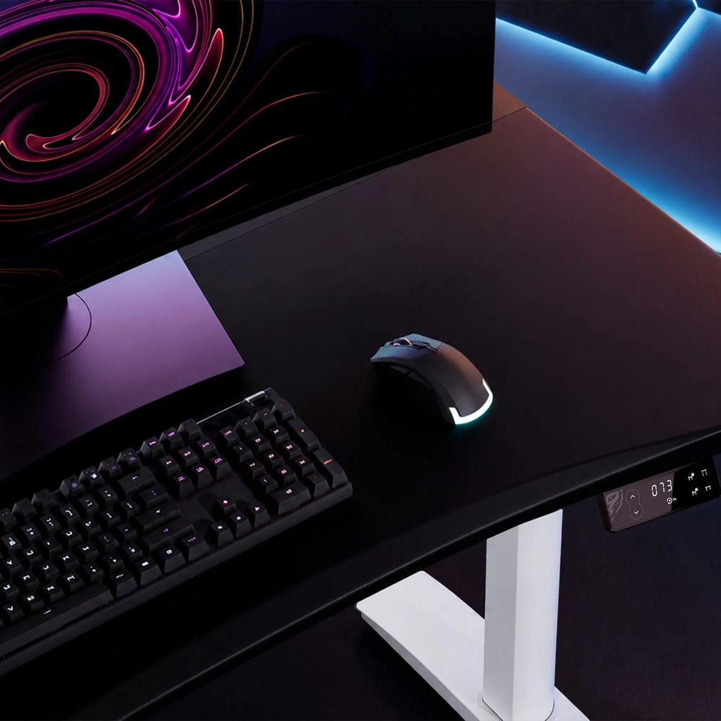Elektrický herný stôl RGB s držiakmi, čierno-biely, 140 cm: Diablo X-Forge 1400