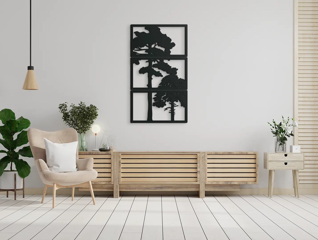 drevko Viacdielny obraz Stromy Rozmer obrazu: 65 x 37 cm, Farba dekorácie: Čierna