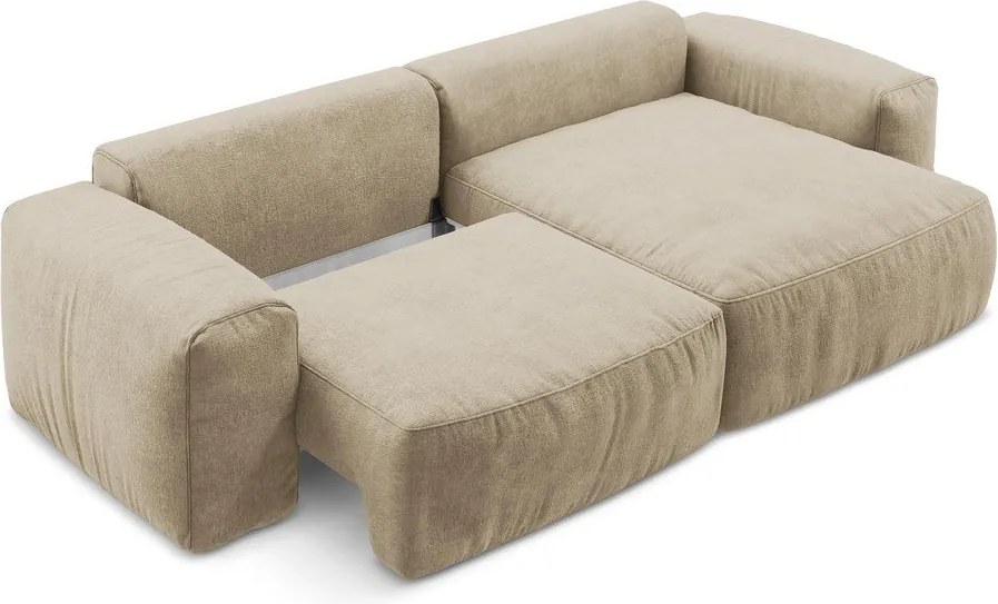 Svetlohnedá ženilková rozkladacia rohová pohovka (pravý roh/s leňoškou) Kuki – Makamii