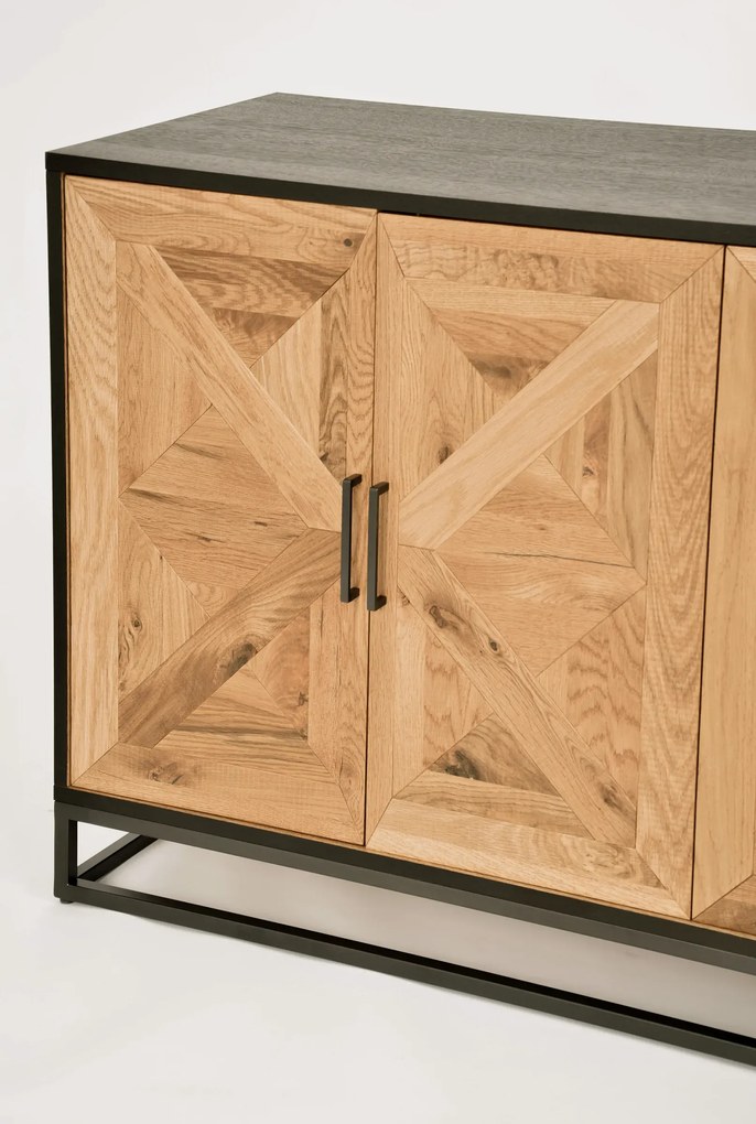 Komoda Indus 160 cm z masívu dub prírodná/grafit