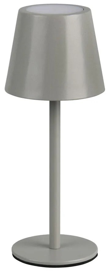 Sivá LED stolová lampa s kovovým tienidlom (výška 21 cm) Diaz – Trio