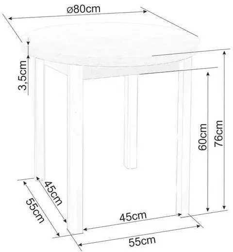 Jedálenský stôl Adam - priemer 80 cm, dub cremona