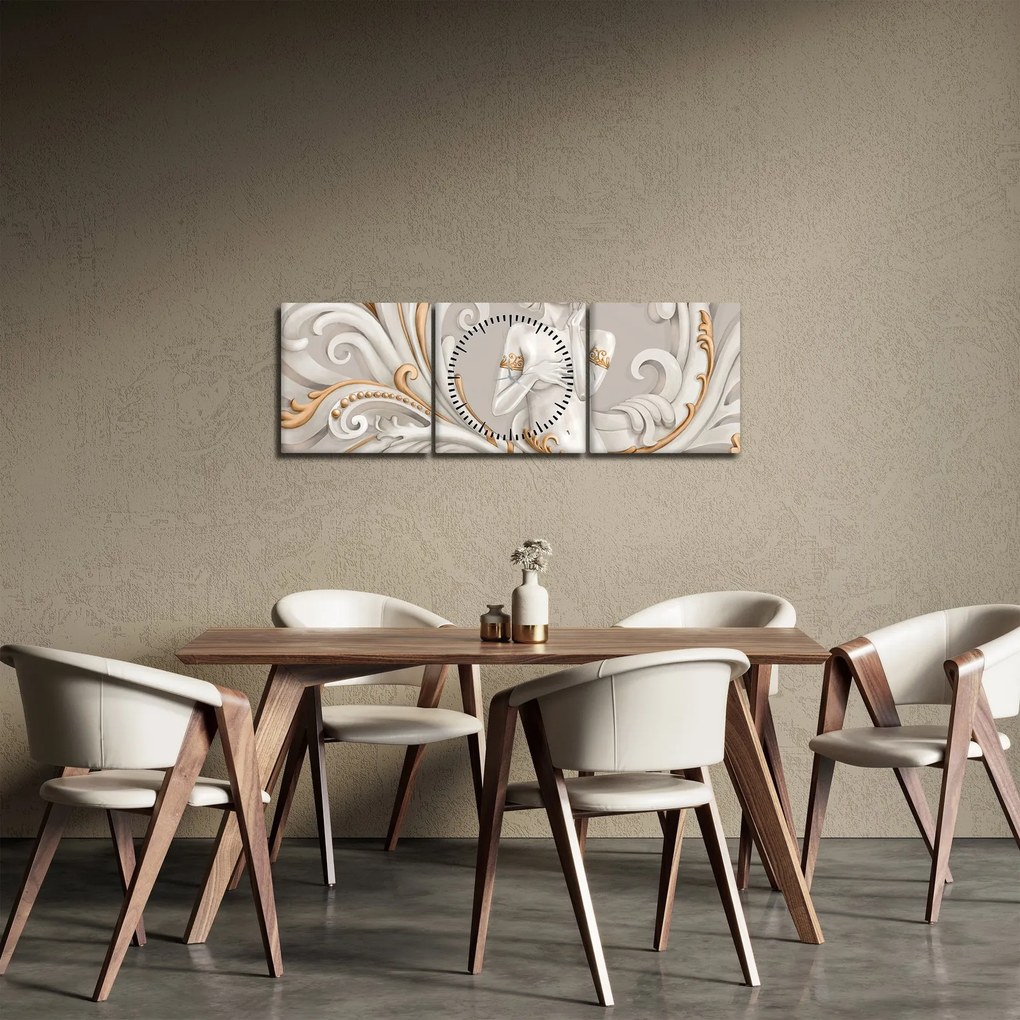 Obraz bohyne v ornamentálnom pozadí (s hodinami) (90x30 cm)