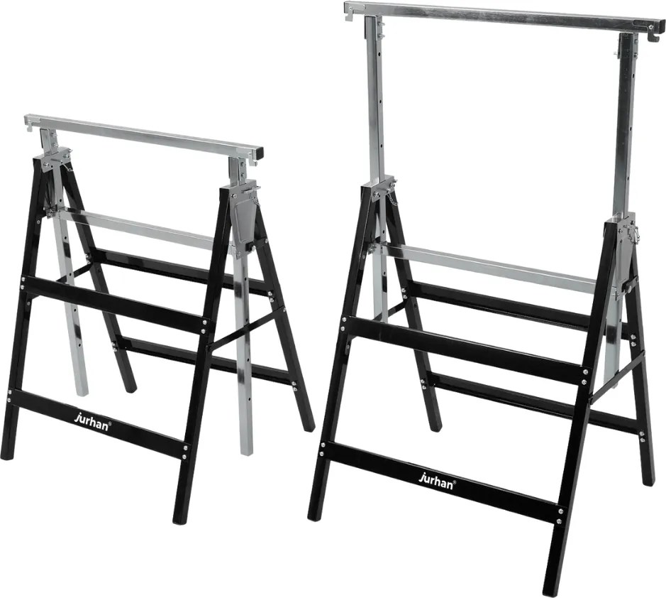 Teleskopické lešenárske kozy DANNY, sada 2 ks, max. 200 kg, 60 x 56 x 81-130cm, strieborná/čierna Jurhan