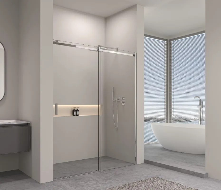 Erga Lynn, posuvné sprchové dvere do otvoru 150x195 cm, 8mm číre sklo, chrómový profil, ERG-V02-LYNN-D150-CL-CR