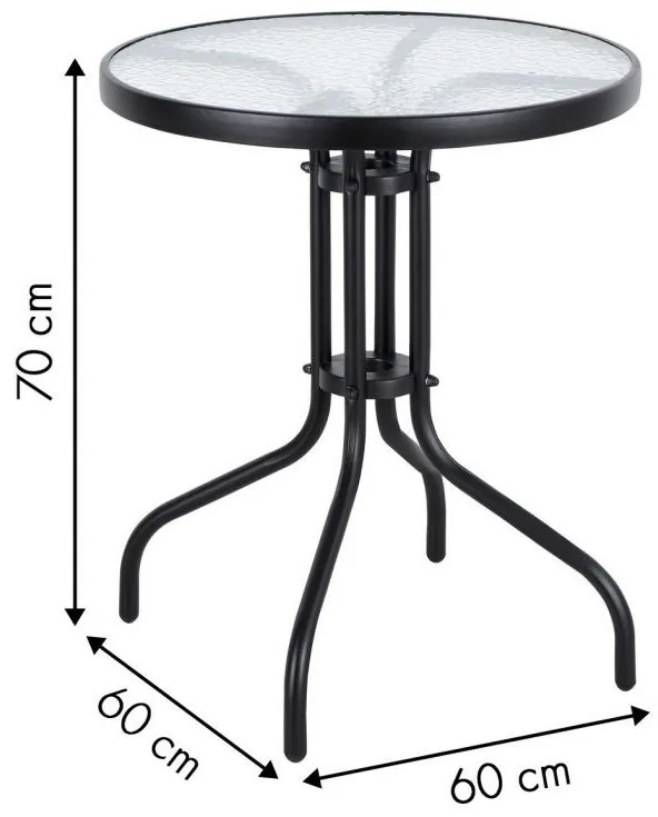 Okrúhly záhradný stôl 60 cm sklenený
